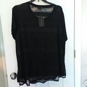 NWT Ryan Wythe black lace blouse (3x)